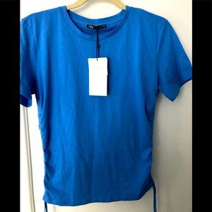NWT Zara T Shirt stretchy with cinched sides-runs small